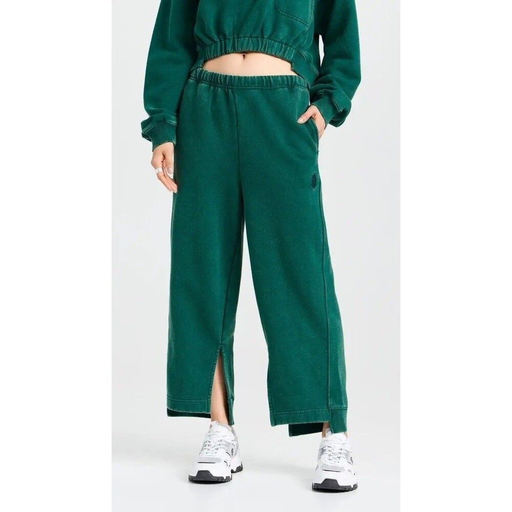 Free People FP Movement On Your Mark Sweatpants High Rise Solid Green S 291369